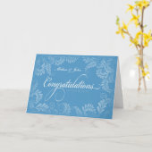 Carte Félicitations Mariage Floral (Bleu) (Fleur jaune)