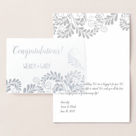 Carte Félicitations Mariage Floral Pattern Foil (Affichage)