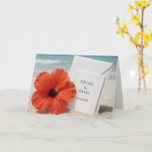 Carte Félicitations Mariage Plage Avec Fleur Hibiscus (Fleur jaune)