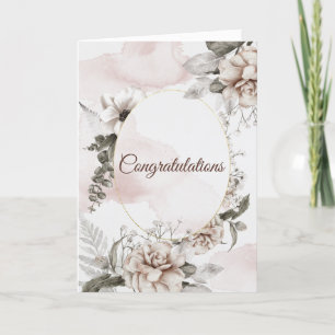 Carte Félicitations Mariage Roses Blanches Vintage
