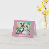 Carte Félicitations Mariages de chats et de chiens migno (Fleur jaune)