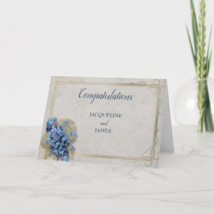 Carte Félicitations mariages Fleurs Bleues Minuscules