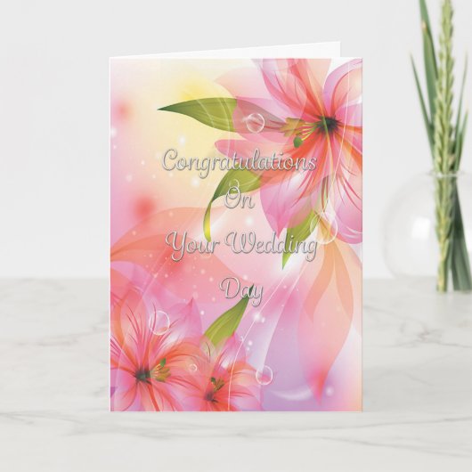 Carte Félicitations mariages Fleurs d'Imaginaire colorée (Devant)