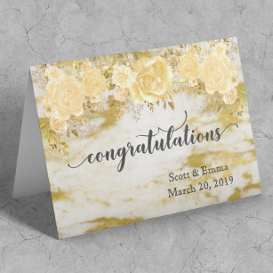Carte Félicitations Mariages personnalisés Gold Floral