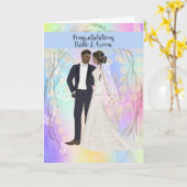 Carte Félicitations mariages pour le couple noir (Fleur jaune)