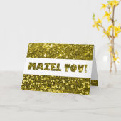 Carte Félicitations Mazel Tov Paillettes Dorées (Fleur jaune)
