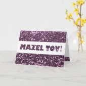 Carte Félicitations Mazel Tov Paillettes Violet Lavande (Fleur jaune)