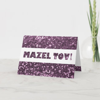 Carte Félicitations Mazel Tov Paillettes Violet Lavande