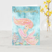 Carte Félicitations Mermaid Future Maman Enceinte (Fleur jaune)