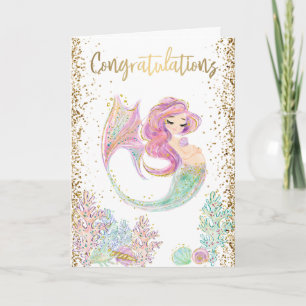 Carte Félicitations Mermaid Future Maman Enceinte Or