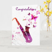 Carte Félicitations mignonnes de papillons de musique de (Fleur jaune)