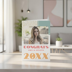 Carte Félicitations modernes photo de diplômé avec paill