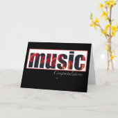 Carte Félicitations Musique, Noir (Fleur jaune)
