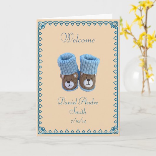 Carte Félicitations ! naissance du bébé garçon (Fleur jaune)