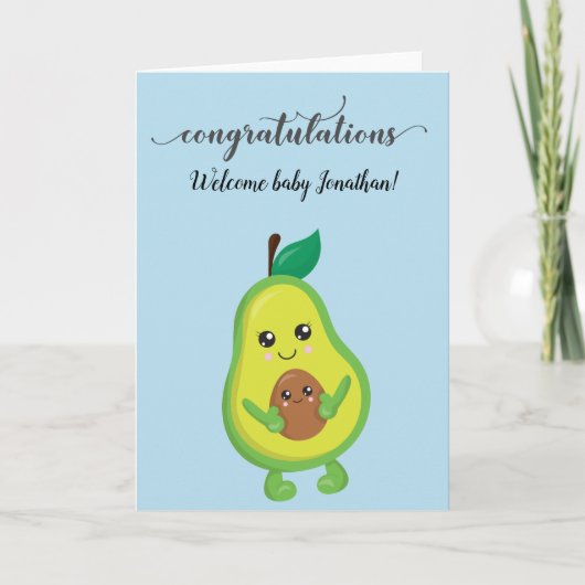 Carte Félicitations New Baby Birth Shower Avocado (Devant)