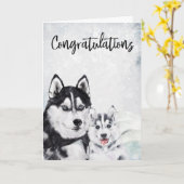 Carte Félicitations New Baby Mama Husky Dog (Fleur jaune)