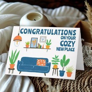 Carte Félicitations New Home Cosy Cute Living Room