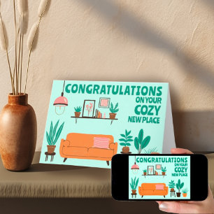 Carte Félicitations New Home Cosy Cute Living Room