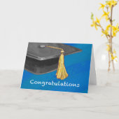 Carte Félicitations noir et bleu (Fleur jaune)