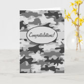 Carte Félicitations noires grises de camouflage de Camo (Fleur jaune)