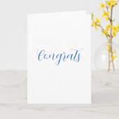 Carte félicitations nom bleu stylé diplôme date année (Fleur jaune)