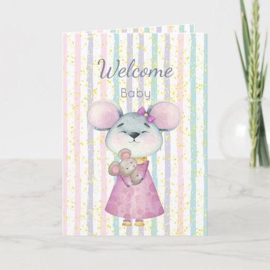 Carte Félicitations Nouveau Bébé Amusant Mouse mignonne (Devant)