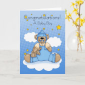 Carte Félicitations nouveau bébé garçon (Fleur jaune)