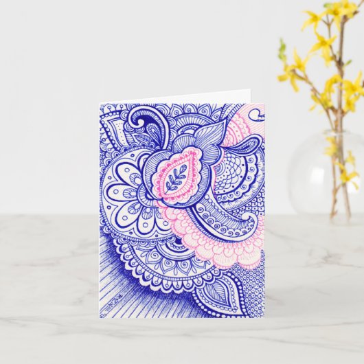 Carte Félicitations Nouveau Bébé Maman Damassé Mandala I (Fleur jaune)