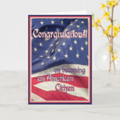 Carte Félicitations-Nouveau citoyen américain+Drapeau (Fleur jaune)