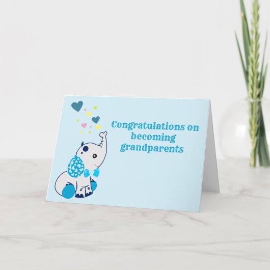 Carte Félicitations nouveaux grands-parents, Blue Elepha (Devant)