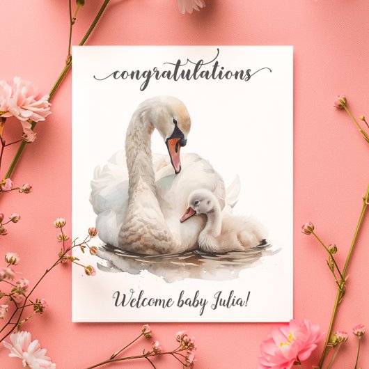 Carte Félicitations Nouvelle Bébé Swan Mère