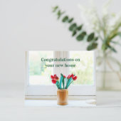 Carte Félicitations Nouvelle Maison Fleurs de chauffage (Debout devant)