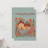 Carte FÉLICITATIONS Nouvelle maison Maison ferme (Devant/Arrière en situation)