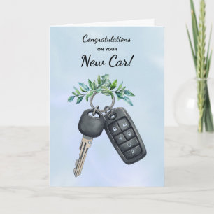 Carte Félicitations Nouvelles voitures Green Feuilles et