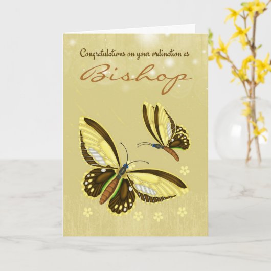 Carte Félicitations Ordination De L'Évêque Avec Des Papi (Fleur jaune)