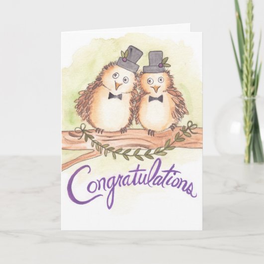 Carte Félicitations Owls pour le Mariage gay (Devant)