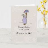 Carte Félicitations Parapluie de grossesse (Fleur jaune)