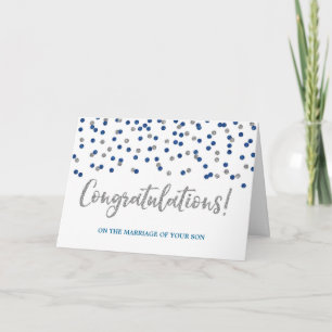 Carte Félicitations Parents de Groom Silver Blue