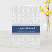 Carte Félicitations Parents de la Mariée Bleu Gris (Fleur jaune)