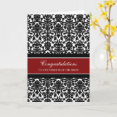 Carte Félicitations Parents de la Mariée Rouge Noir (Fleur jaune)