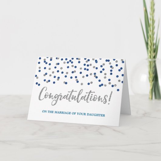 Carte Félicitations Parents de la mariée Silver Blue (Devant)