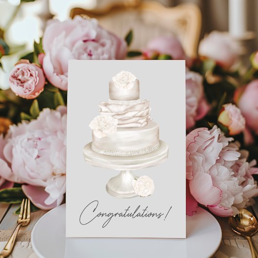 Carte Félicitations Pearl Peony Mariage Cake