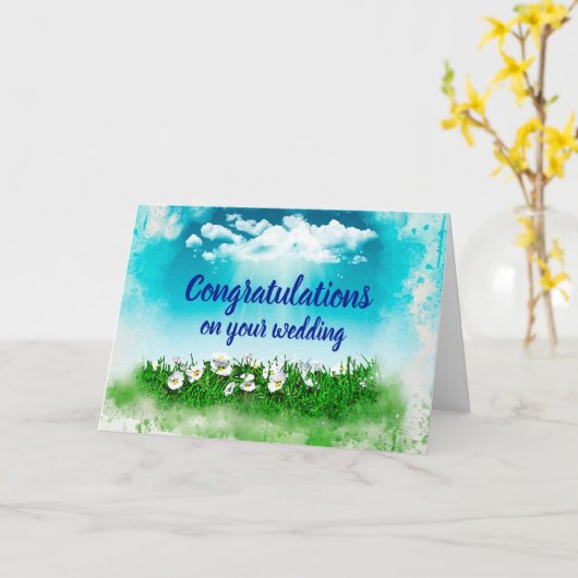 Carte Félicitations personnalisables Fêtes mariages (Fleur jaune)