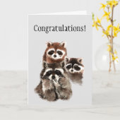 Carte Félicitations Personnalisées Fun Raccoons Baisant (Fleur jaune)
