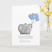 Carte Félicitations petit garçon éléphant (Fleur jaune)