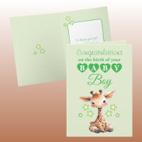 Félicitations petit garçon girafe vert