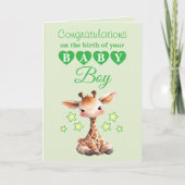 Carte Félicitations petit garçon girafe vert (Devant)