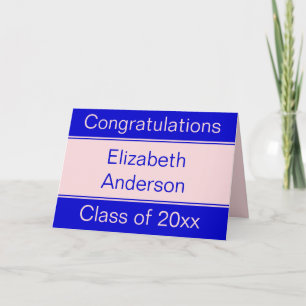 Carte Félicitations Pink and Blue Name Graduation