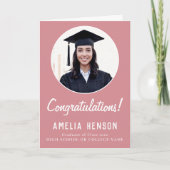 Carte Félicitations Pink Graduate 2 - Diplôme photo (Devant)