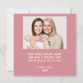 Carte Félicitations Pink Graduate 2 - Diplôme photo (Dos)